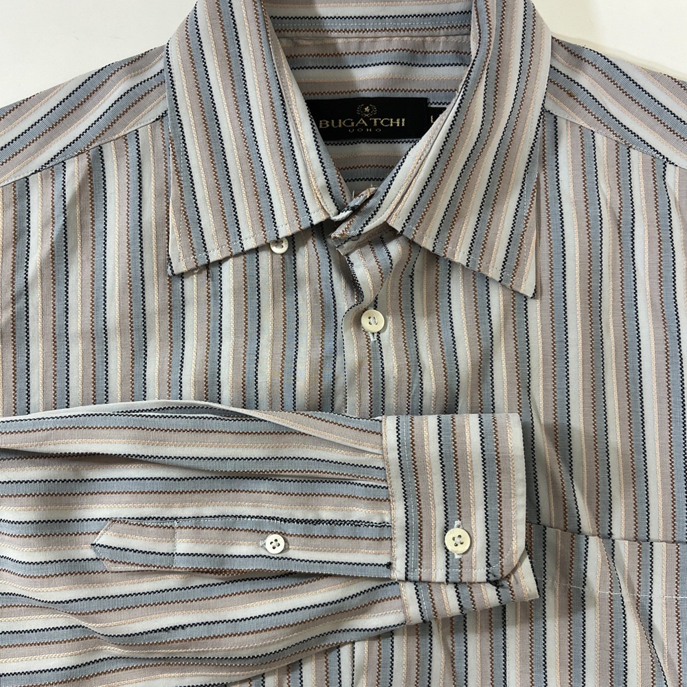 Bugatchi Uomo Striped Button Down Shirt Long Sleeve‎  Mens Size L, Large
